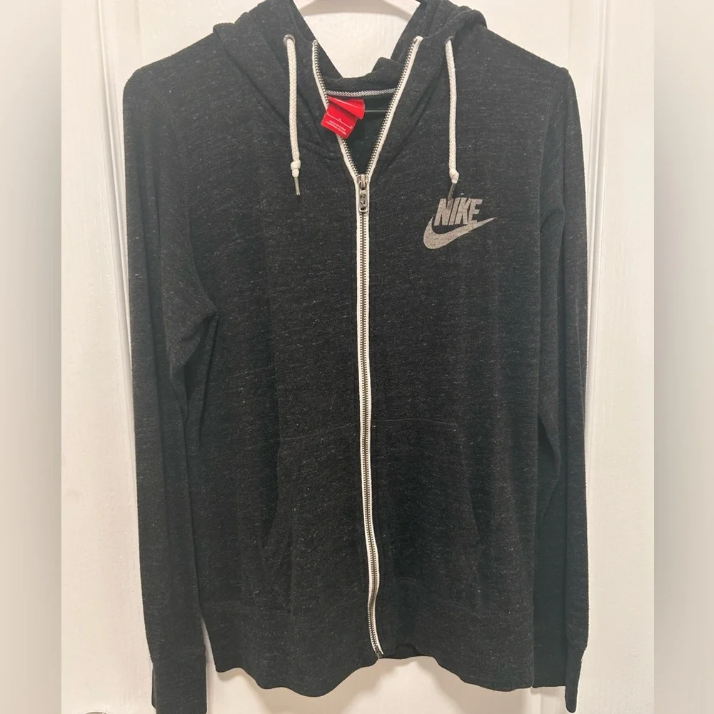 NIKE Black Zip-Up Retro Cloth Hooded Jacket Size L - Picture 1 of 6